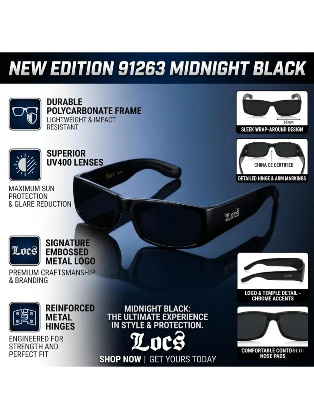 Stylish Men's Gangster Sunglasses with Bandana Print - Trendy Locs Eyewear